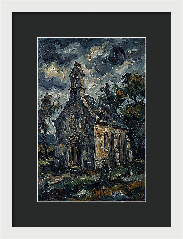 Stone Chapel Under Stormy Skies