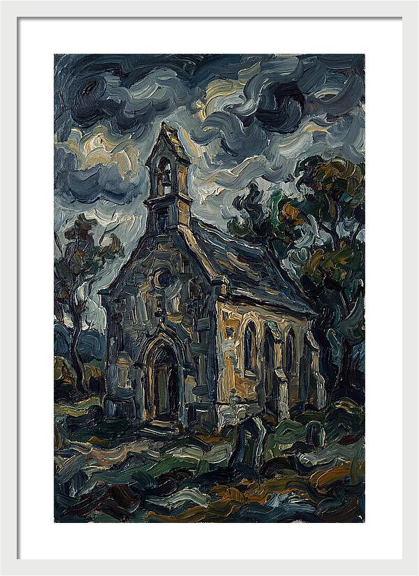 Stone Chapel Under Stormy Skies