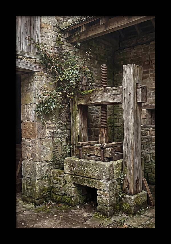 Stone Cheese Press In Farmyard