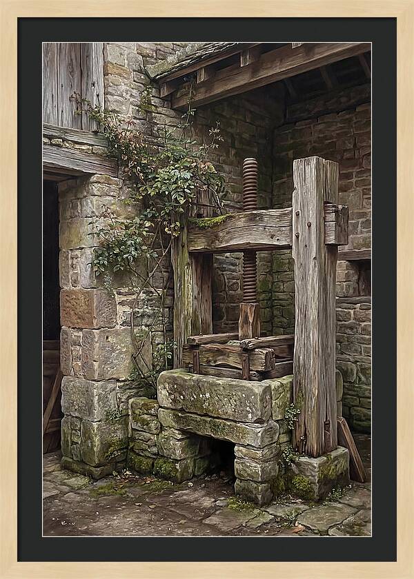 Stone Cheese Press In Farmyard