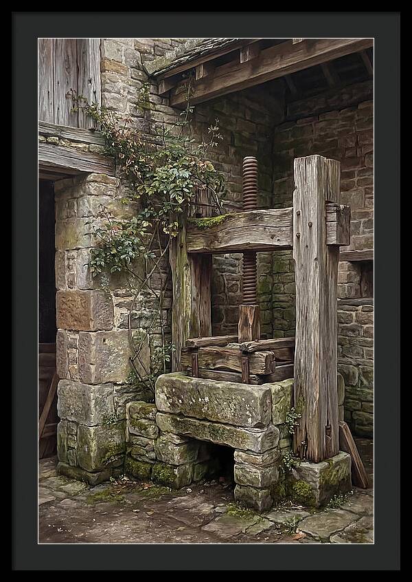 Stone Cheese Press In Farmyard