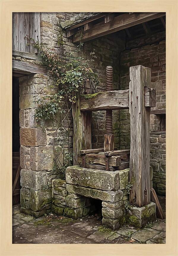 Stone Cheese Press In Farmyard