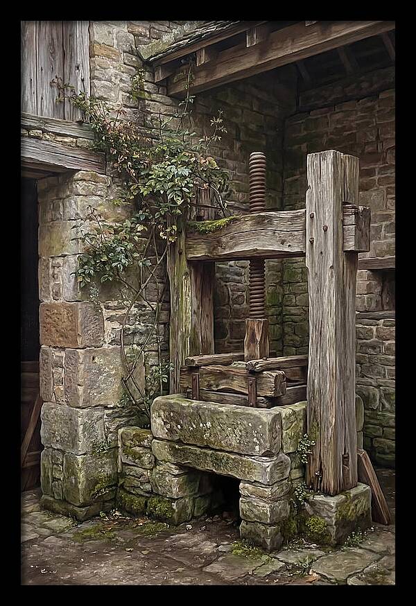 Stone Cheese Press In Farmyard