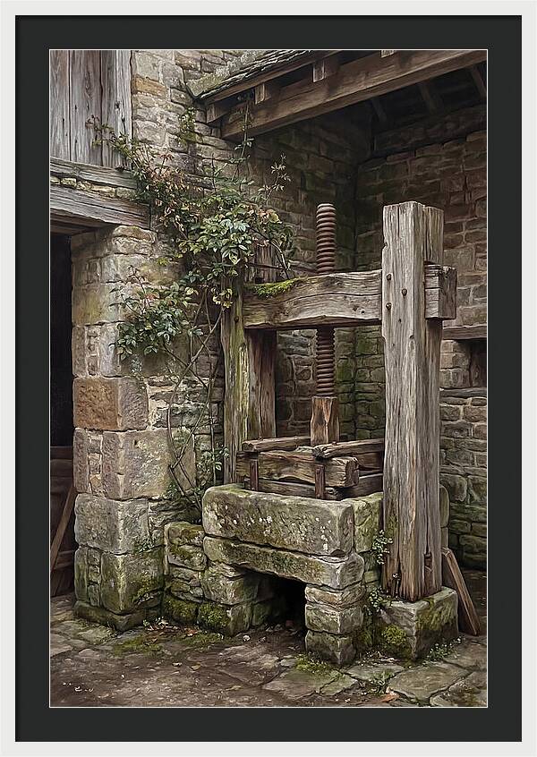 Stone Cheese Press In Farmyard