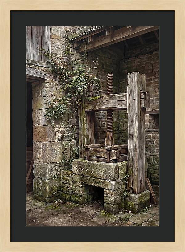 Stone Cheese Press In Farmyard