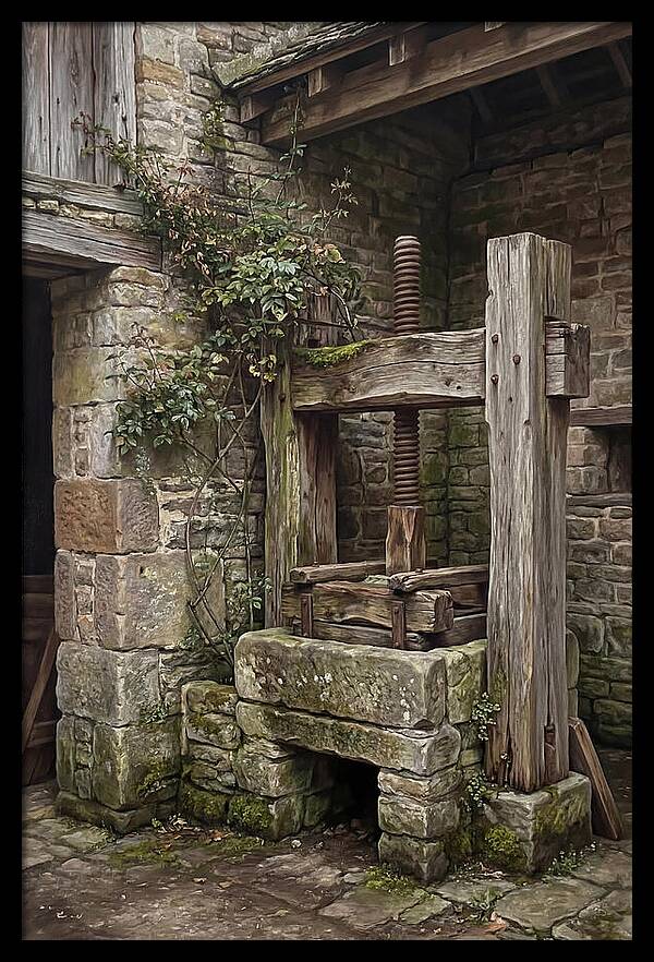 Stone Cheese Press In Farmyard