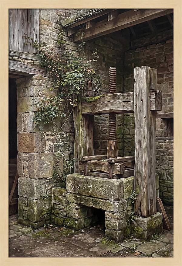 Stone Cheese Press In Farmyard