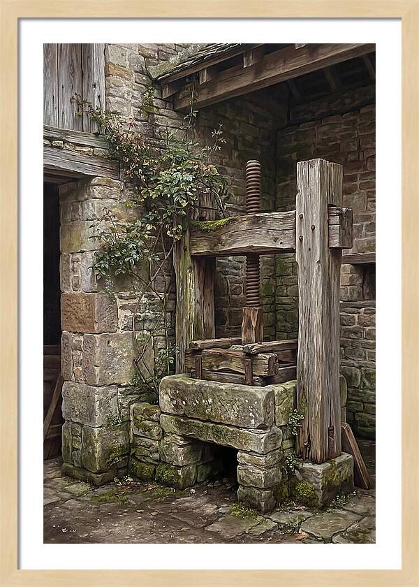 Stone Cheese Press In Farmyard