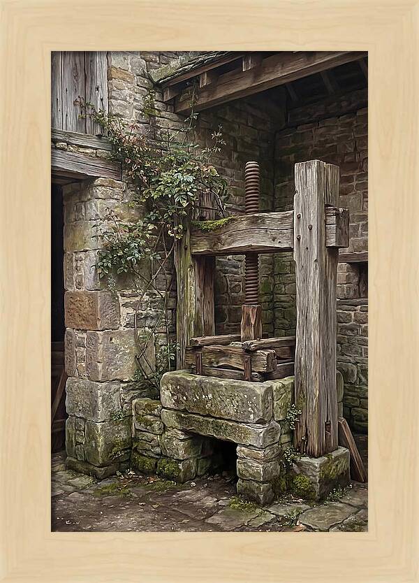 Stone Cheese Press In Farmyard
