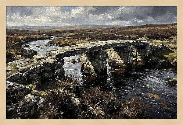 Stone Clapper Bridge Over Moor River