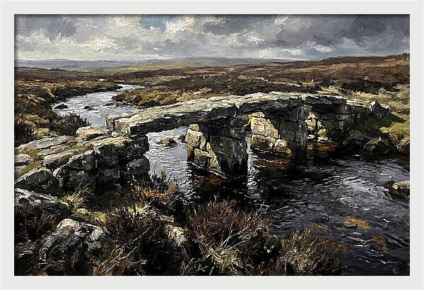 Stone Clapper Bridge Over Moor River