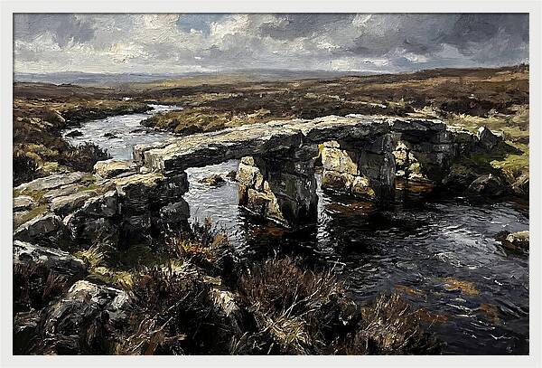 Stone Clapper Bridge Over Moor River