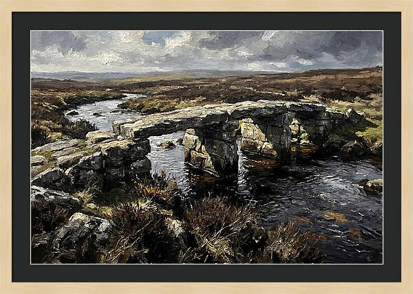 Stone Clapper Bridge Over Moor River