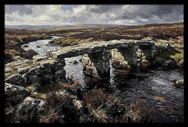 Stone Clapper Bridge Over Moor River