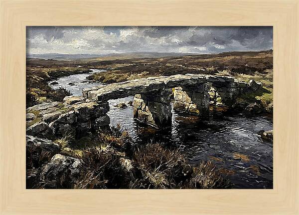 Stone Clapper Bridge Over Moor River