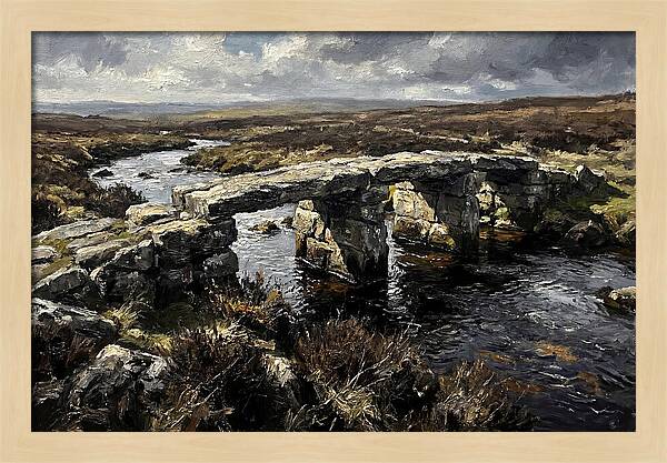 Stone Clapper Bridge Over Moor River