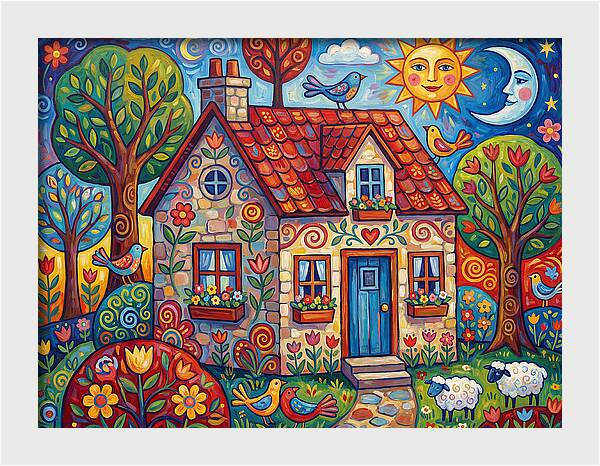 Stone Cottage In A Vibrant Landscape