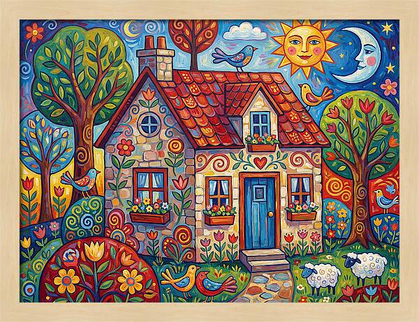 Stone Cottage In A Vibrant Landscape