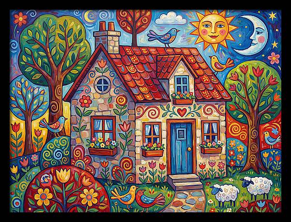 Stone Cottage In A Vibrant Landscape