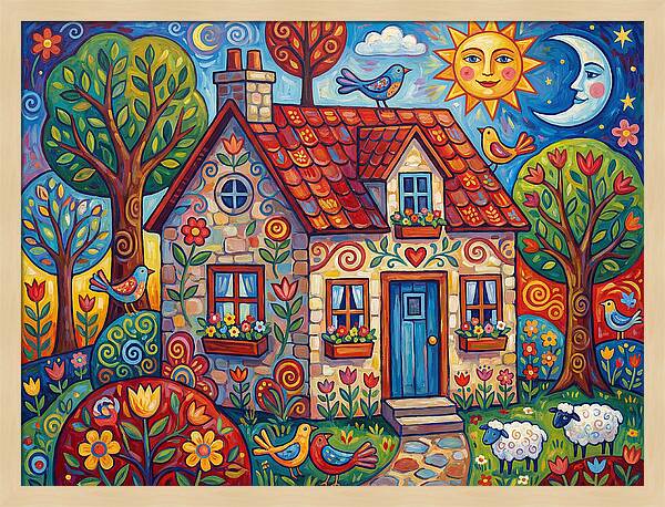 Stone Cottage In A Vibrant Landscape