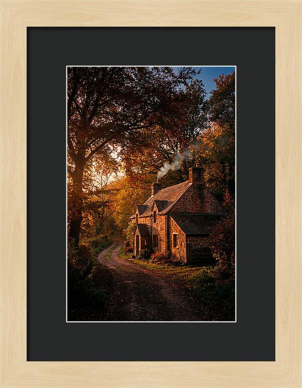 Stone Cottage In Autumn Glow