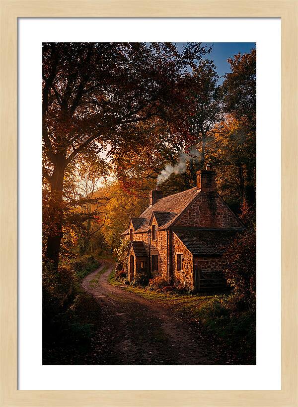 Stone Cottage In Autumn Glow