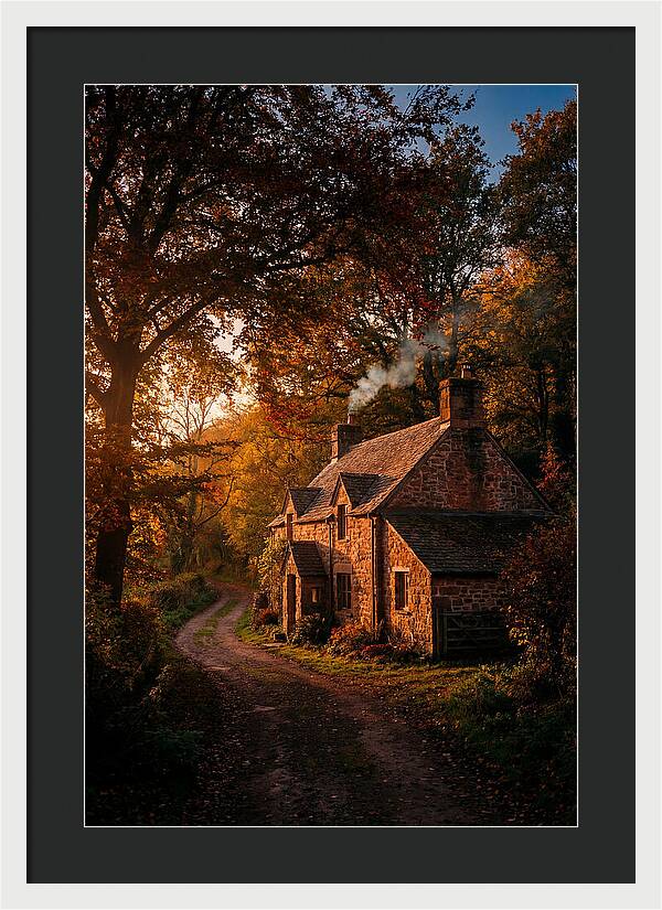 Stone Cottage In Autumn Glow