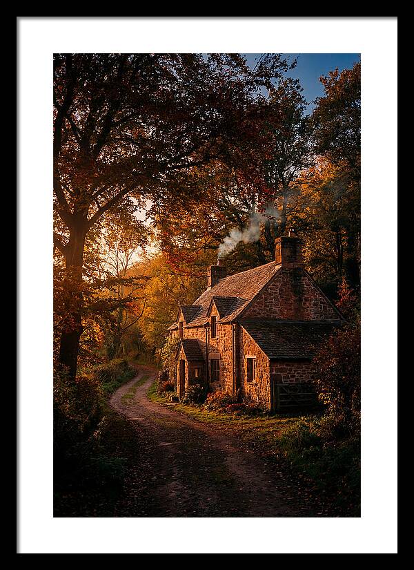 Stone Cottage In Autumn Glow