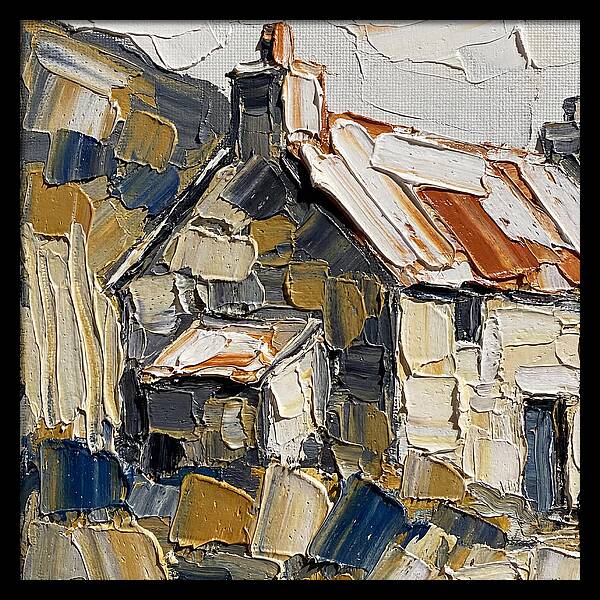 Stone Cottage In Textured Palette Knife