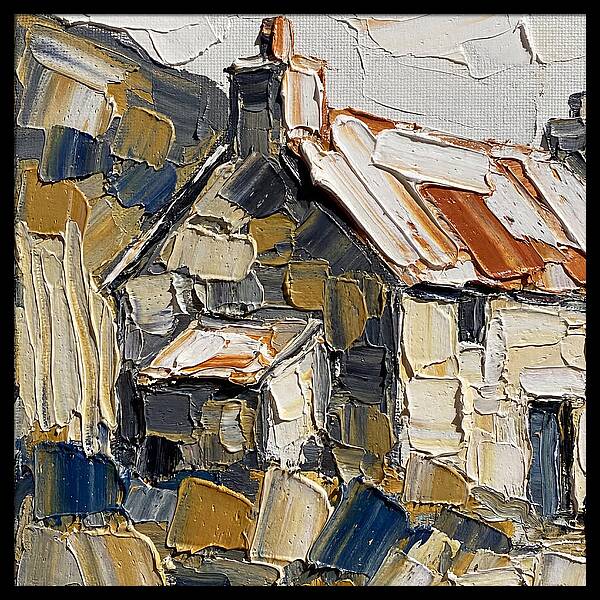 Stone Cottage In Textured Palette Knife