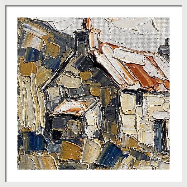 Stone Cottage In Textured Palette Knife