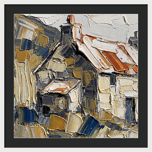 Stone Cottage In Textured Palette Knife