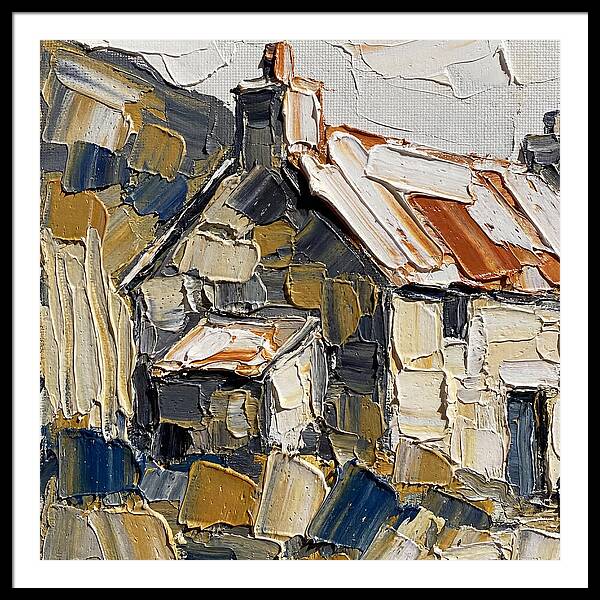 Stone Cottage In Textured Palette Knife