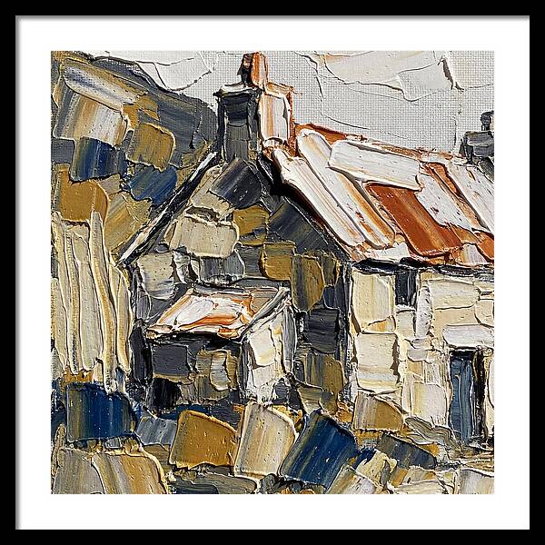 Stone Cottage In Textured Palette Knife