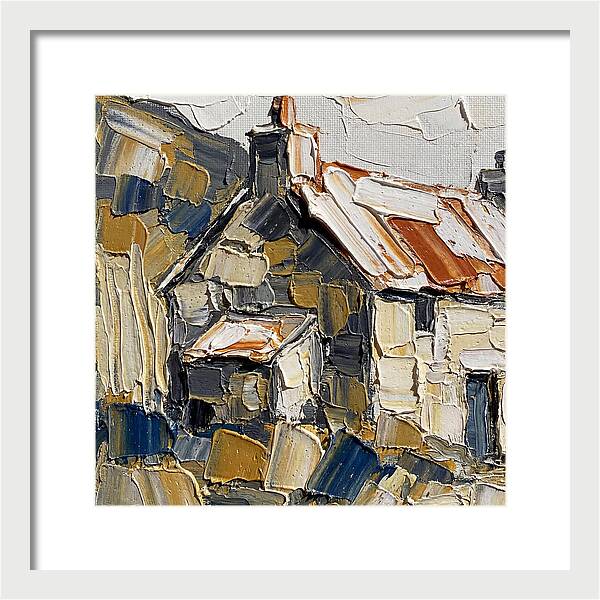 Stone Cottage In Textured Palette Knife