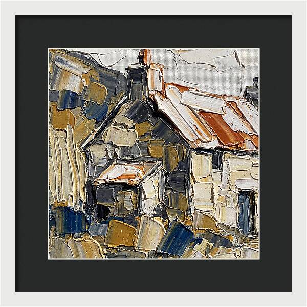 Stone Cottage In Textured Palette Knife