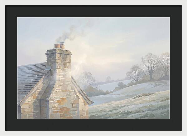 Stone Cottage With Smoke Rising