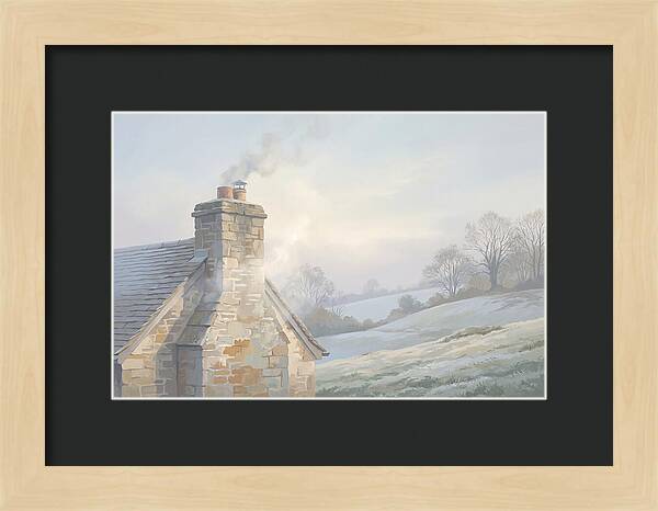 Stone Cottage With Smoke Rising