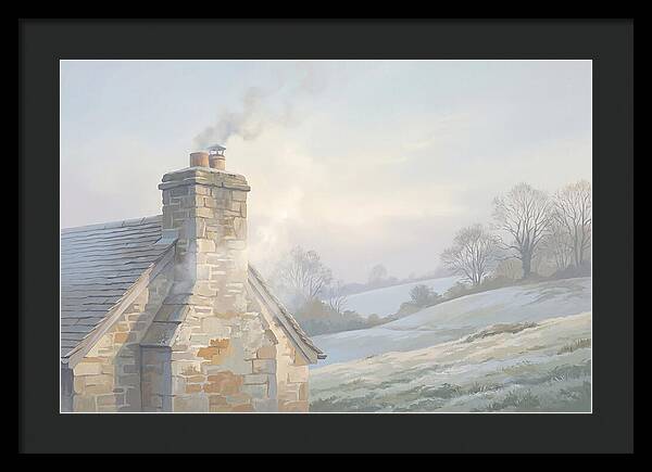 Stone Cottage With Smoke Rising