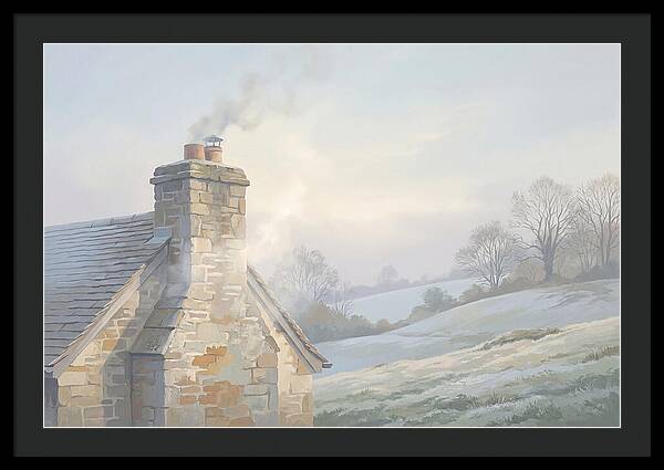 Stone Cottage With Smoke Rising