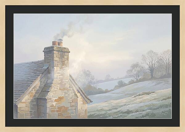 Stone Cottage With Smoke Rising