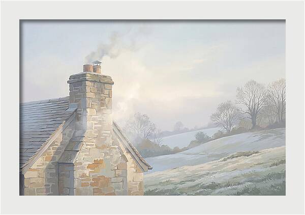 Stone Cottage With Smoke Rising