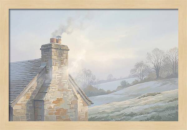 Stone Cottage With Smoke Rising