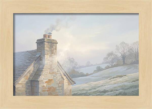 Stone Cottage With Smoke Rising