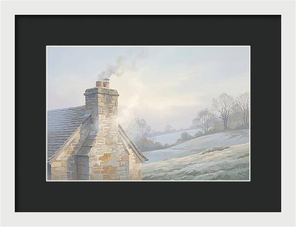 Stone Cottage With Smoke Rising