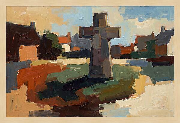 Stone Cross Monument On Village Green