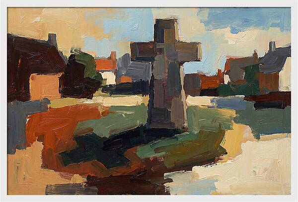 Stone Cross Monument On Village Green