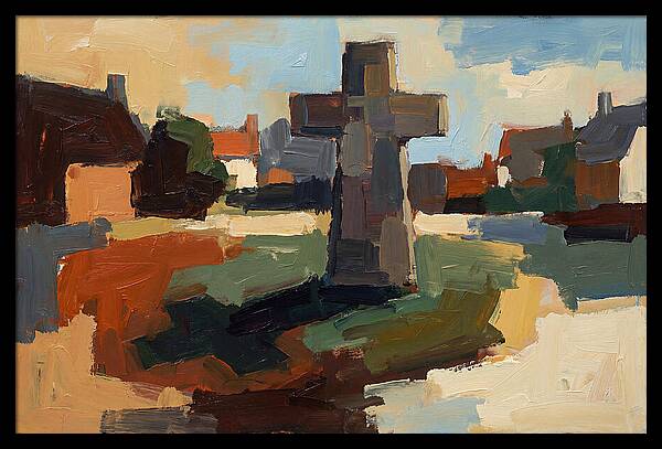 Stone Cross Monument On Village Green