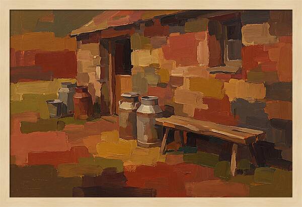 Stone Dairy With Milk Pails