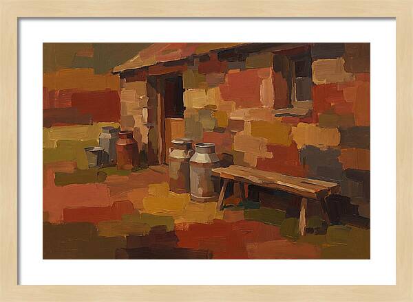 Stone Dairy With Milk Pails